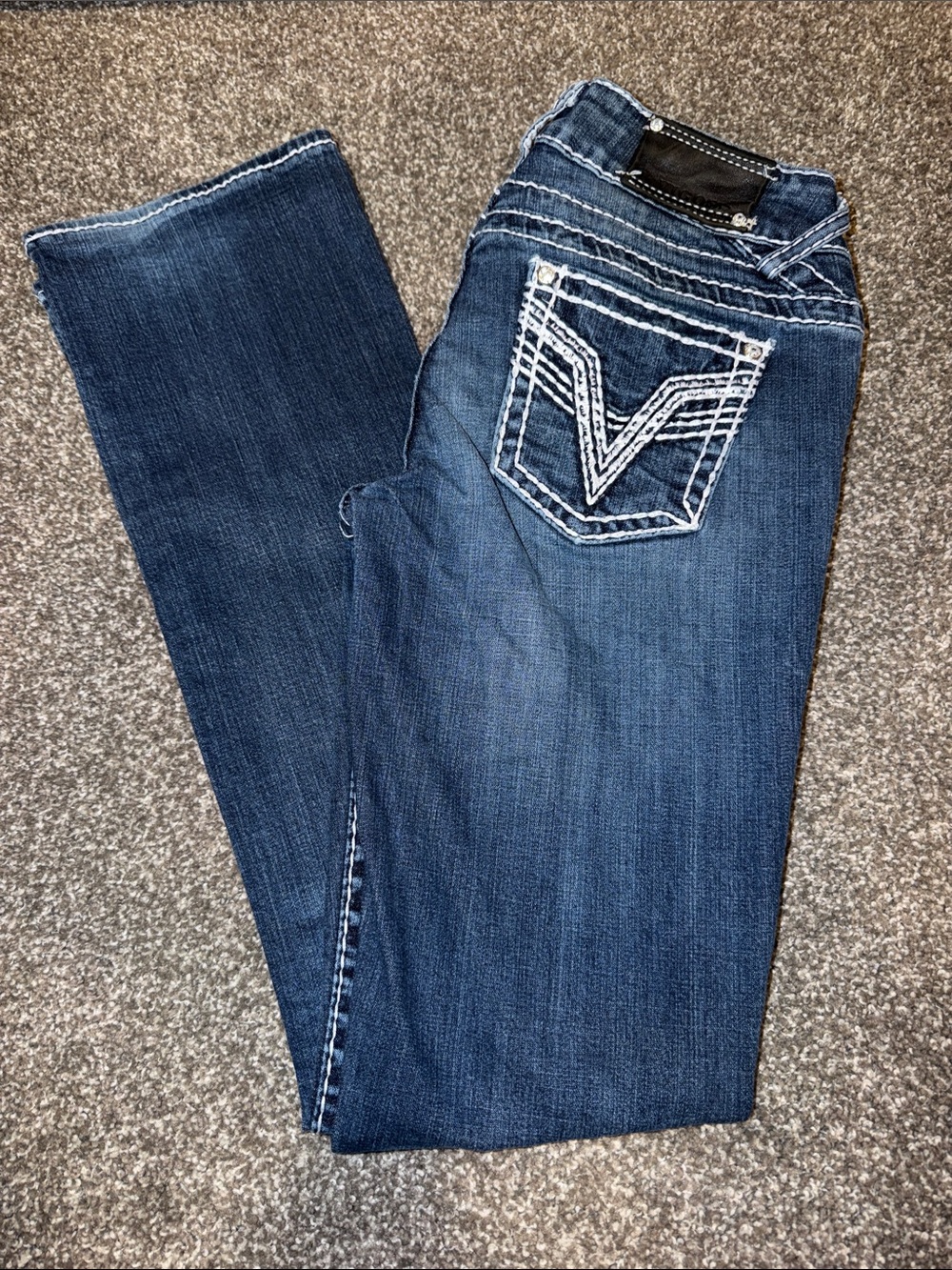 Y2K Vigoss The Chelsea Blue Slim Boot Jeans Contrast Pockets size 3/4